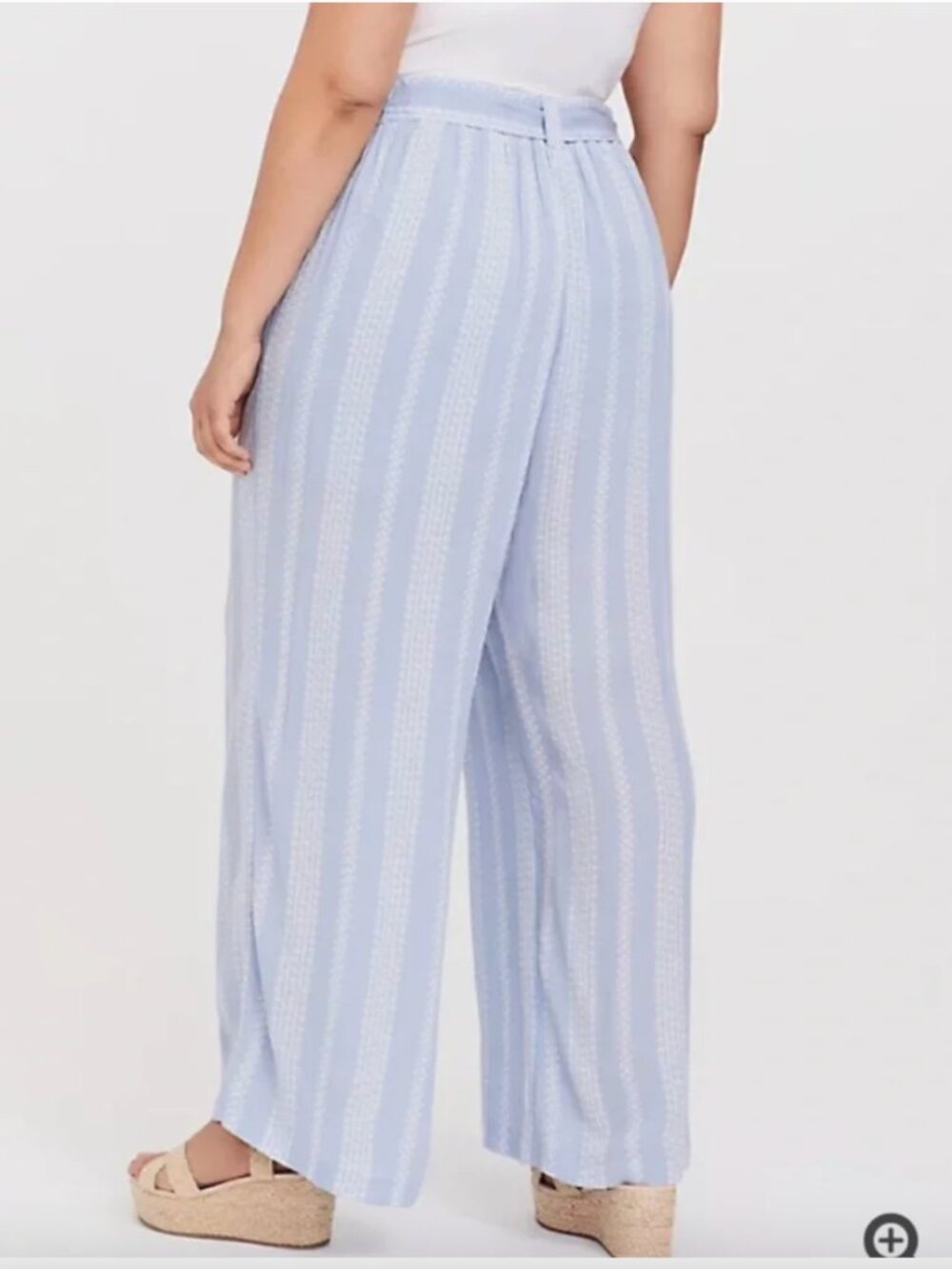 Torrid Paperbag Tie Waist High Rise Wide Leg Striped Blue Pants Size 4X Casual - Picture 4 of 13